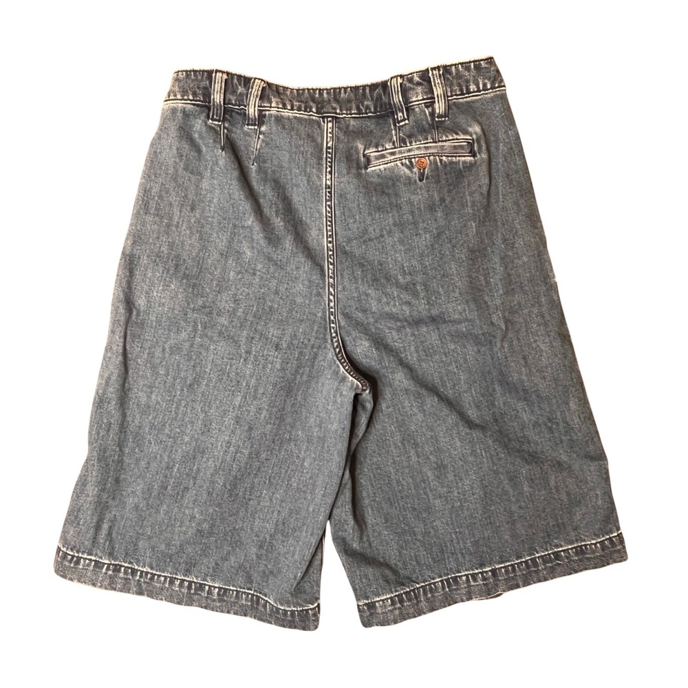 Lands End Pleated Bermuda Shorts Womens 6 Blue Denim High Rise 90s Mom Coastal - Picture 2 of 12